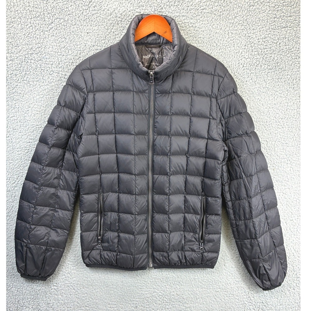 Michael Kors Packable Puffer Jacket Mens M Black Quilted Down Lightweight Coat